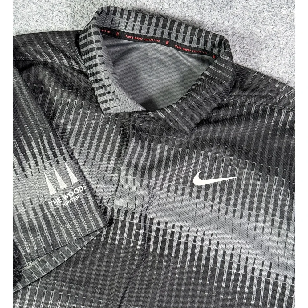 Nike Dri-Fit ADV Tiger Woods Mens Large Gray The Woods Jupiter Polo Shirt DN2237